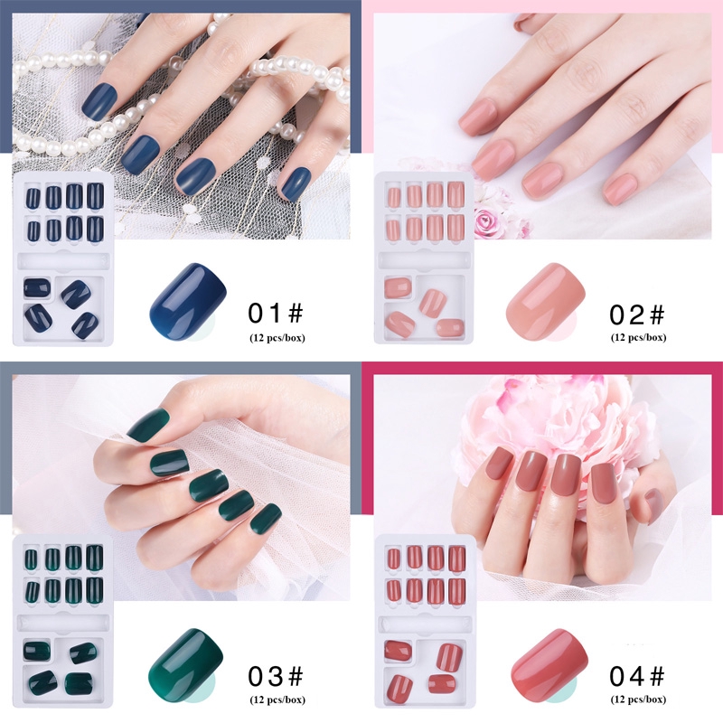 Kuku Palsu 10 Model Warna Polos Dapat Dilepas Dan Digunakan Kembali Untuk Dekorasi Nail Art