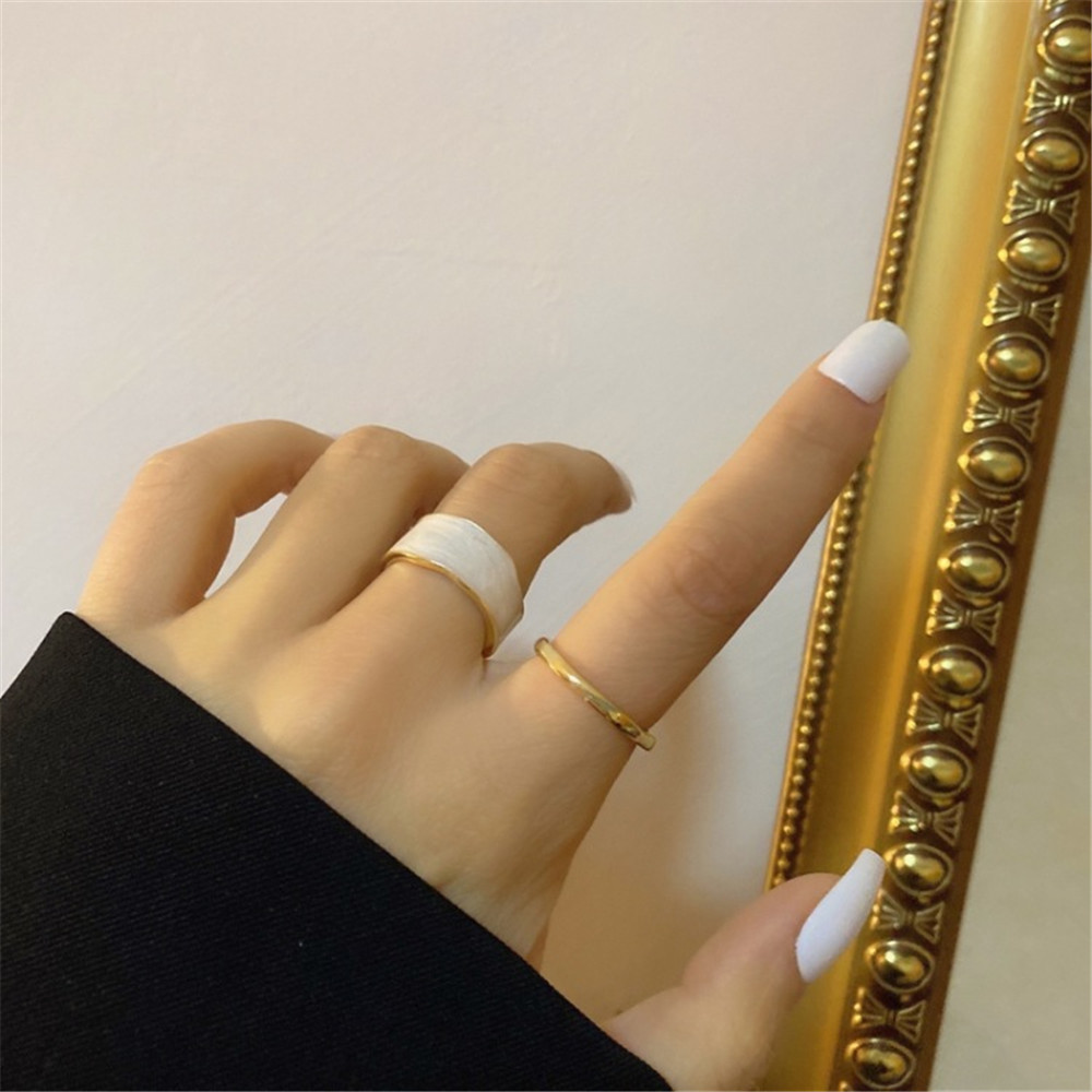 2pcs / Set Cincin Model Terbuka Gaya Korea Simple