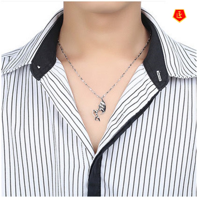 [Ready Stock]925 Silver Angel Love Heart-Shaped Couple Necklace Elegant Fashion