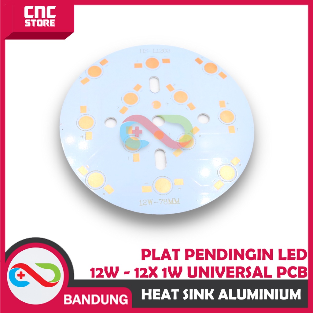 HEAT SINK ALUMINIUM PLAT PENDINGIN LED 12W - 12X 1W UNIVERSAL PCB HEATSINK DIAMETER 78MM ALUM