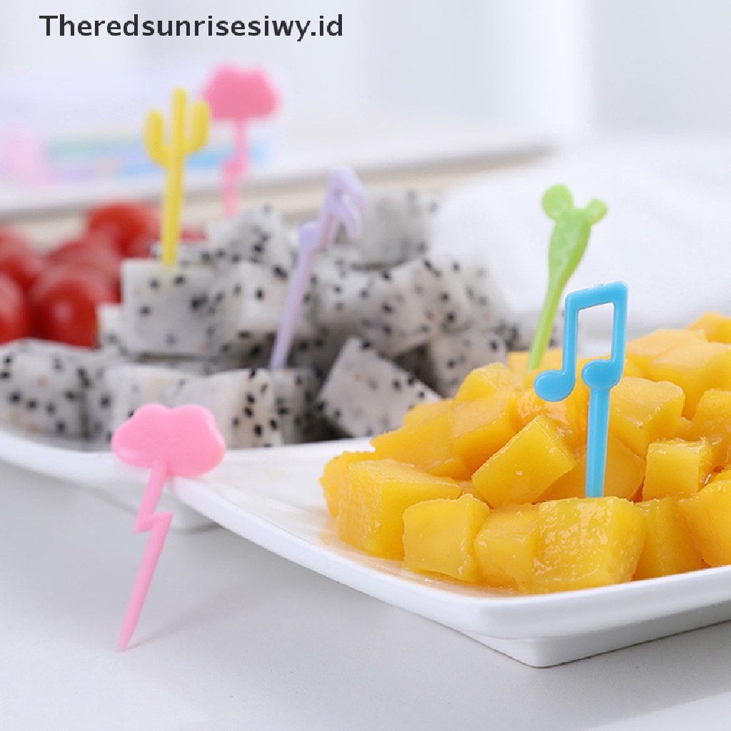 # Alat Rumah Tangga # 18pcs Garpu Buah / Dessert / Kue / Snack Mini Bentuk Kartun Not Musik Untuk Dekorasi Pesta