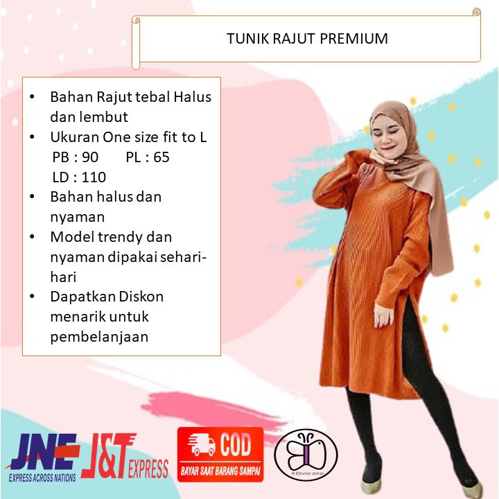 TUNIK RAJUT ATASAN WANITA MUSLIM/TUNIK SLIT/TUNIK SALUR PREMIUM TERLARIS