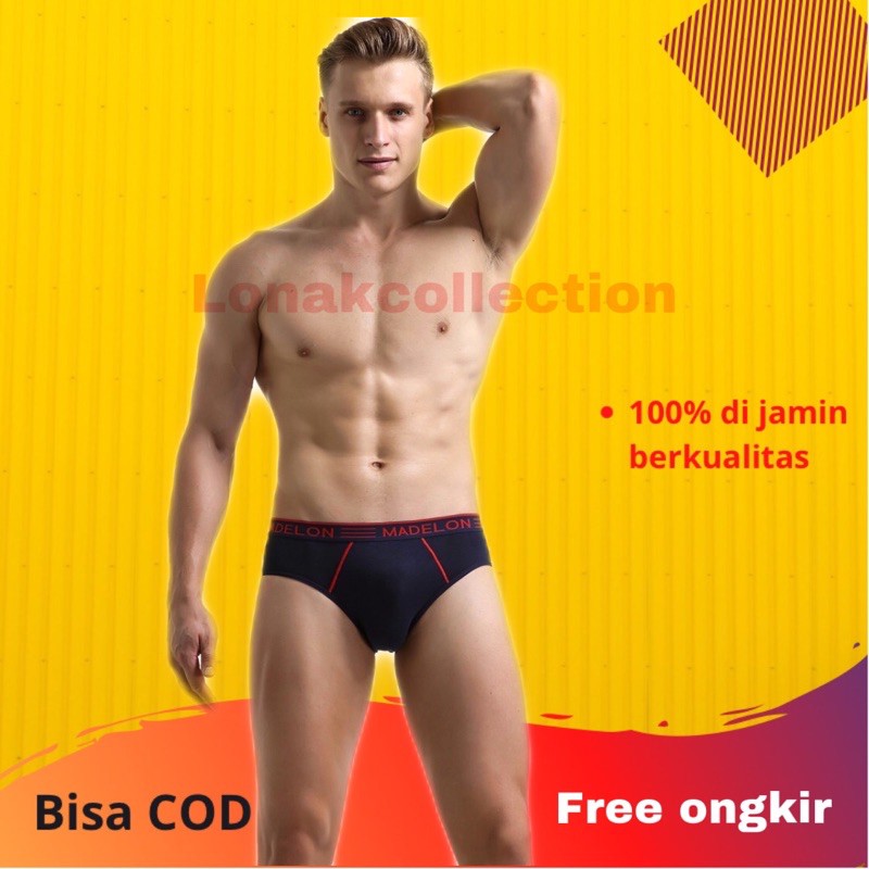 1box celana dalam pria madelon 3pcs Cd cotton spandek brief  cowok dewasa sempak laki impor