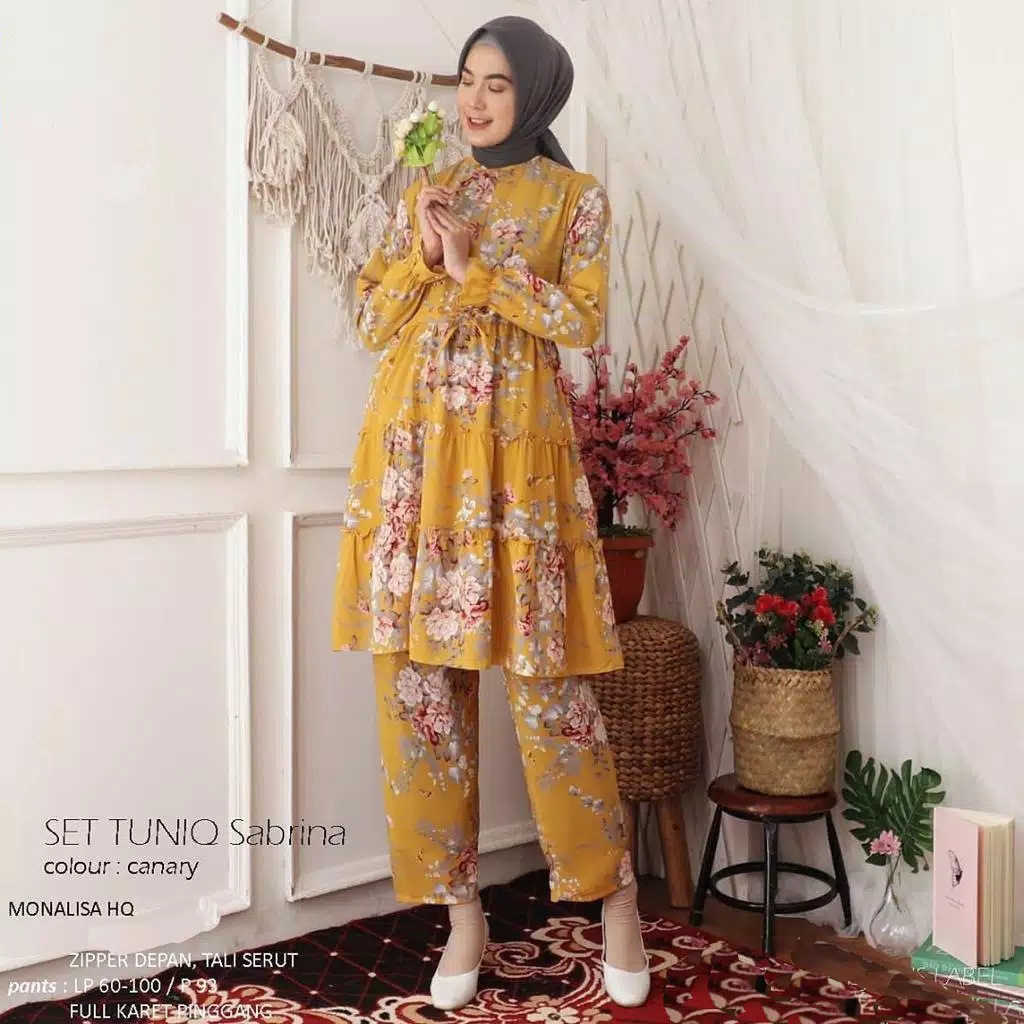 [ BUY 1 GET 1 FREE ] Set tunik sabrina | celana + tunik l setelan bangkok