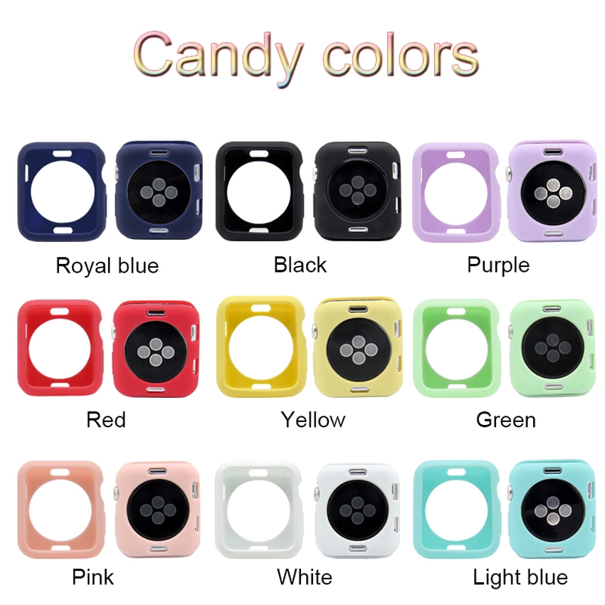 Casing Soft Case Silikon Warna Hijau Permen Untuk Apple Watch 42mm 38mm 40mm 44mm iWatch Series 6 SE 5 4 3 2 1