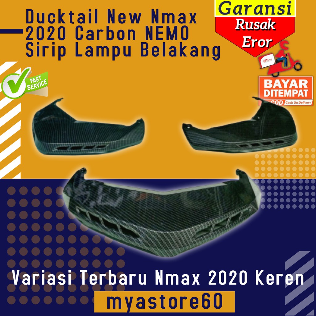 Ducktail New Nmax 2020 Carbon NEMO Sirip Lampu Belakang New Nmax Nemo