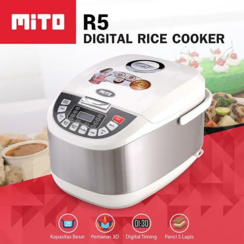 Rice cooker Mito R5 plus Kapasitas 2 Liter 8 in 1  - ORIGINAL GARANSI RESMI