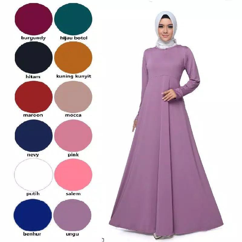 gamis Jersey polos fashion pakaian wanita