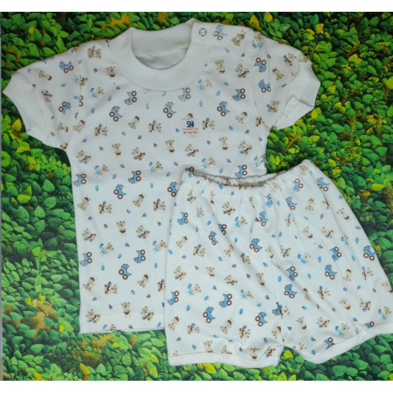 Stelan Pendek Bayi / Stelan Baju Kancing Samping UK no.14-18