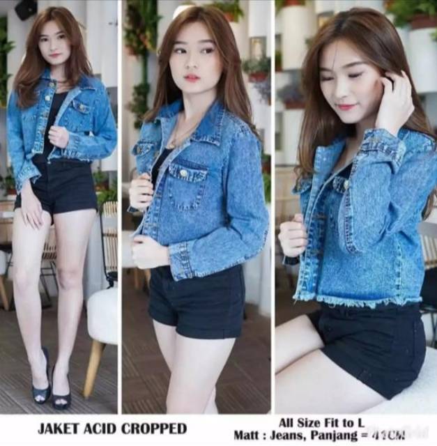 Jaket jeans rawis crop