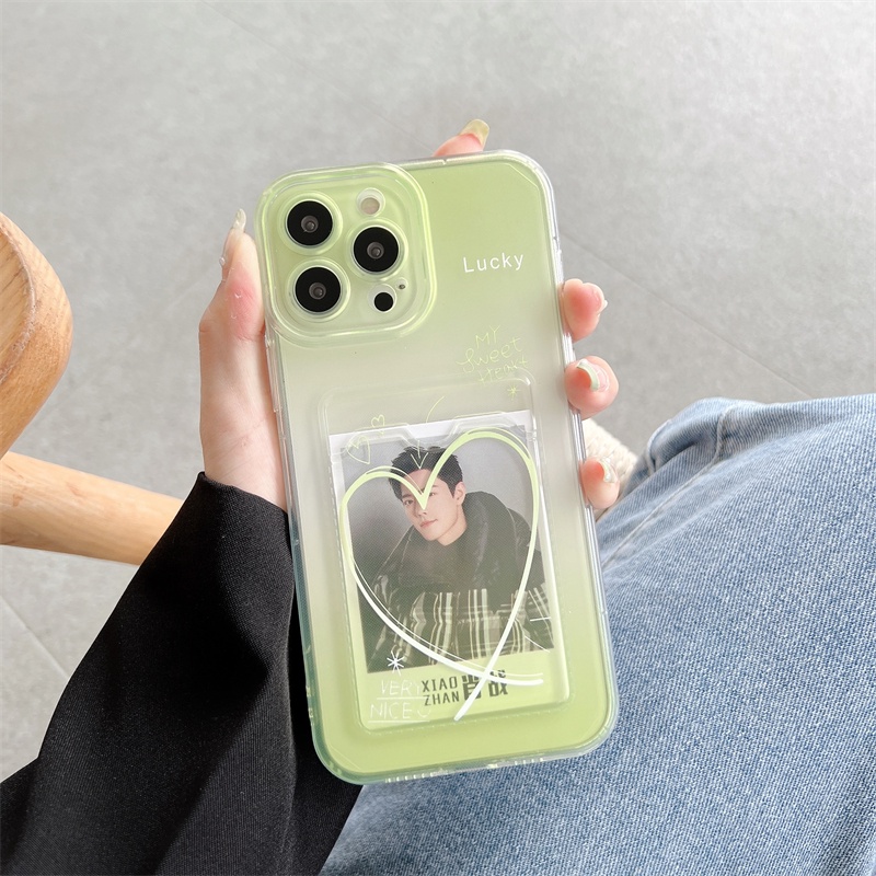 Soft Case Pelindung Desain Hati Warna Gradasi Anti Jatuh Untuk iPhone 14 13 12 Pro MAX 11 X XR XS MAX 7 8 Plus