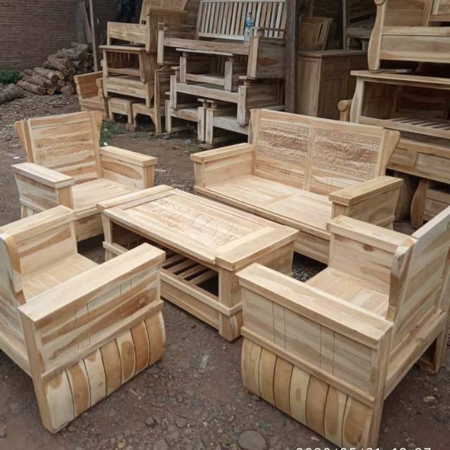 KURSI TAMU MINIMALIS KAYU JATI JEPARA MENTAH