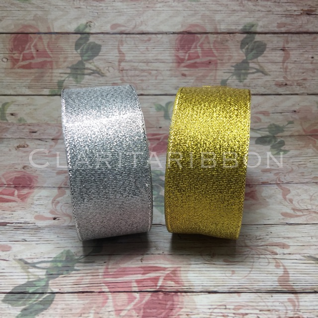 Pita Metalik Gold Silver Emas Perak 4cm atau 1,5inch