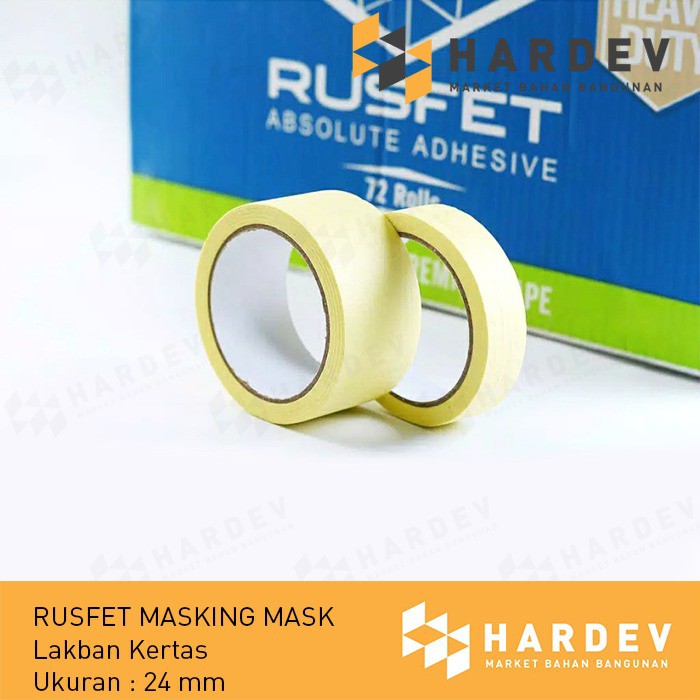 RUSFET MASKING TAPE, LAKBAN KERTAS , (Uk : 24 mm, 48mm )