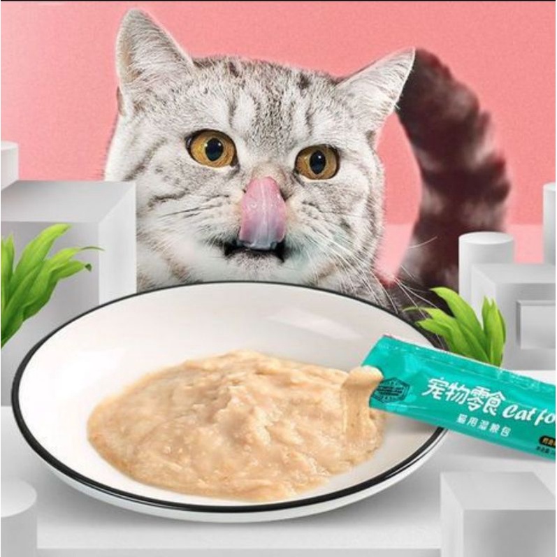 Pet Snack Creamy Cat Treats Premium 15 Gr  Makanan Penggemuk Kucing Cair Basah Liquid Cat Strip Setara Meo Creamy Bio Creamy FEFARM