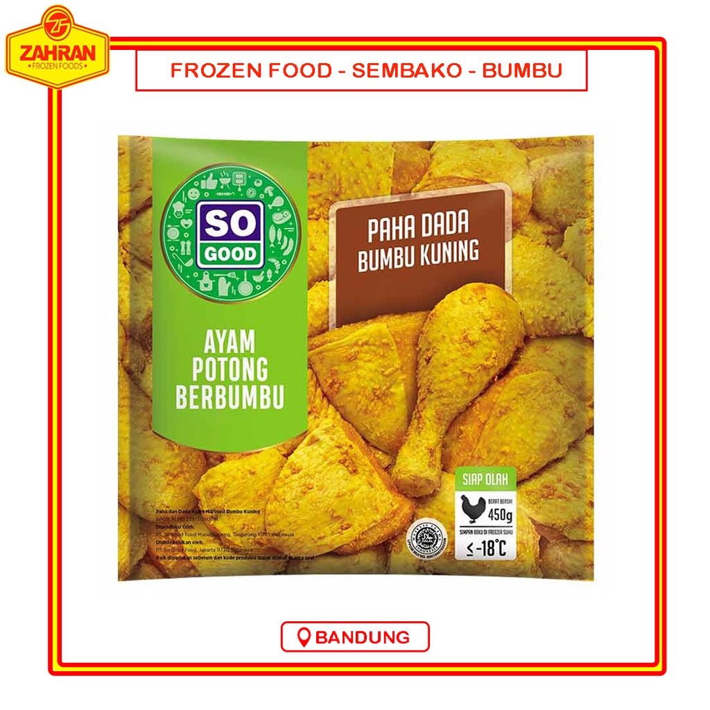 

SO GOOD AYAM POTONG BERBUMBU 450gr Daging Paha Dada Bumbu Kuning Murah Bandung