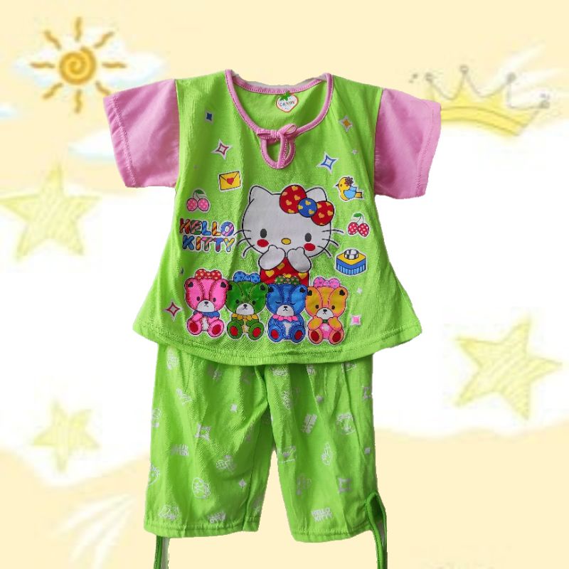 CANDY Babydoll PENDEK Setelan baju celana harian murah anak perempuan cewek hello kitty lol marrie little ponny doraemon 1 2 3 4 5 6 tahun S M L XL XXL