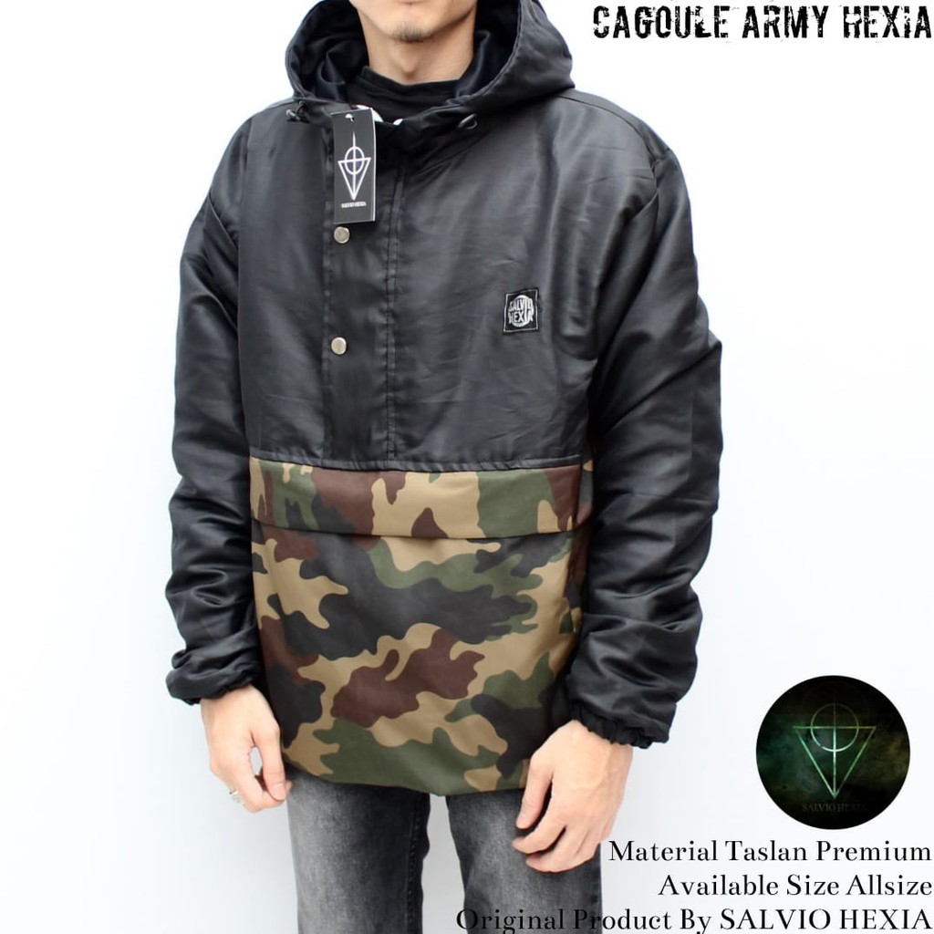 Jaket Parka Tracker Waterproof - Jaket Cagoule Camo Army Salvio Hexia