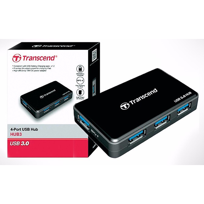 TRANSCEND HUB 4 PORT USB 3.0 WITH ADAPTER