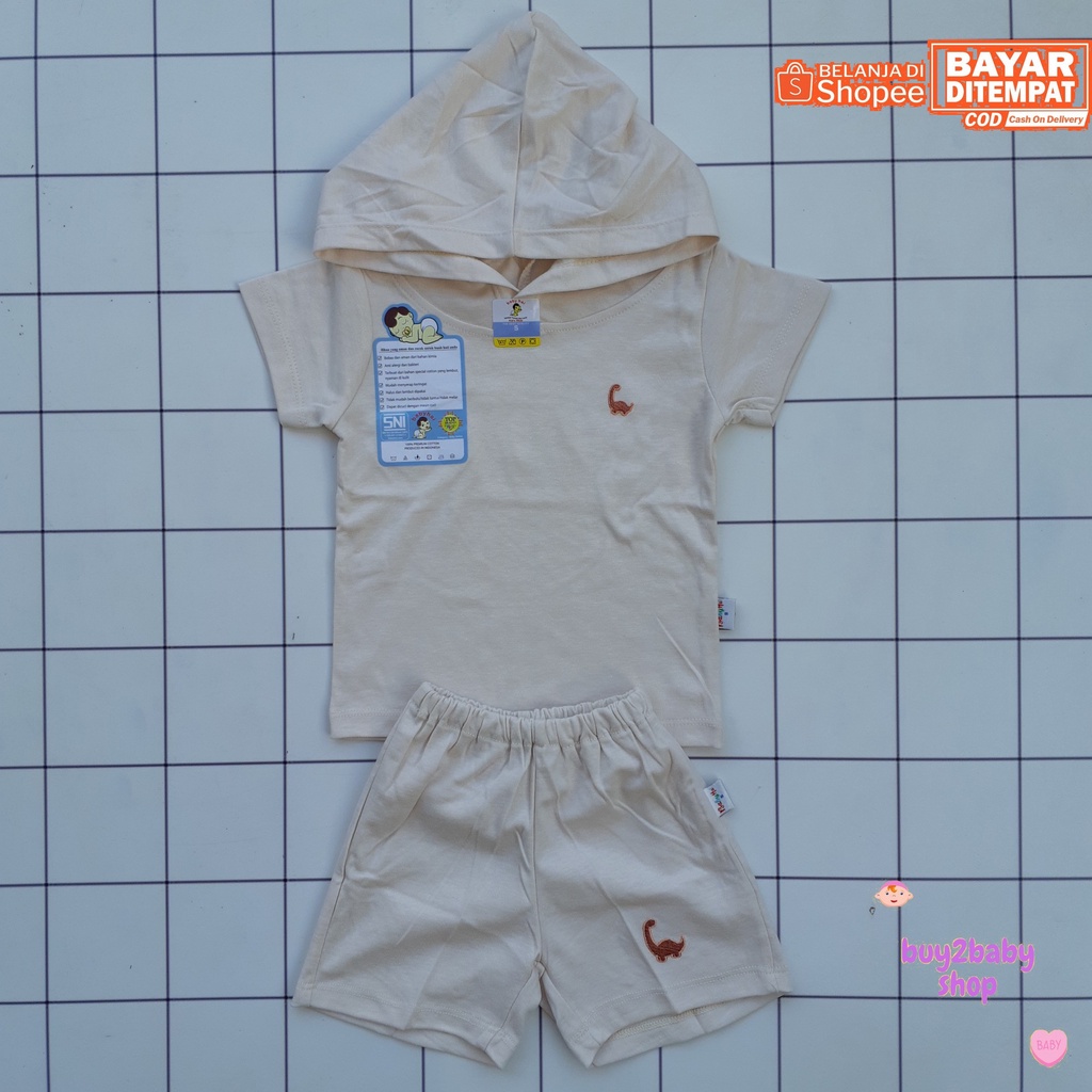 Baju Bayi Setelan Hoodie Pendek Bahan Premium BABYHAI Brown Series 1 PCS