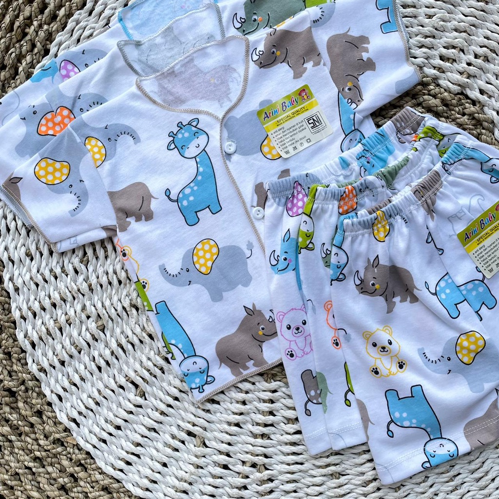 3 PCS Baju Bayi Lengan Pendek + Celana Pendek Bayi Baru Lahir Baju Bayi Setelan Warna Kuning Celana Bayi Newborn Bayi Hadiah Lahiran Bayi