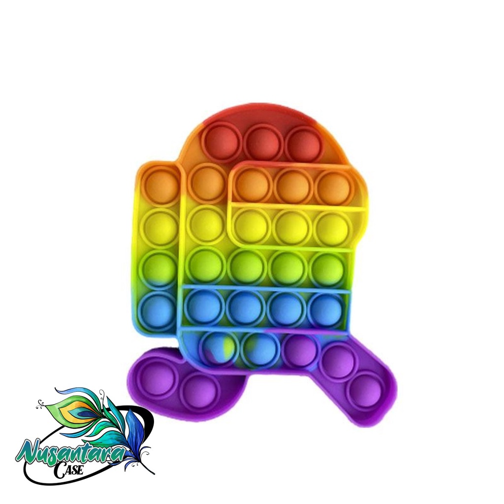pop it fidget push bubble toys gelembung 3d rainbow pelangi karakter mainan anak NC7433-AMONG US