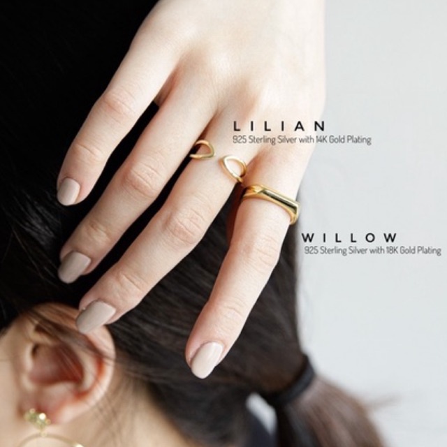 Dear Me - Willow Ring (925 Sterling Silver with 18K Gold Plating) Cincin Perak Lapis Emas Asli Aksesoris