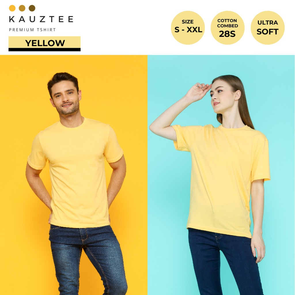 Kaos Tshirt Polos KAUZTEE Premium Tshirt Unisex 100% Cotton Combed 28s - Yellow