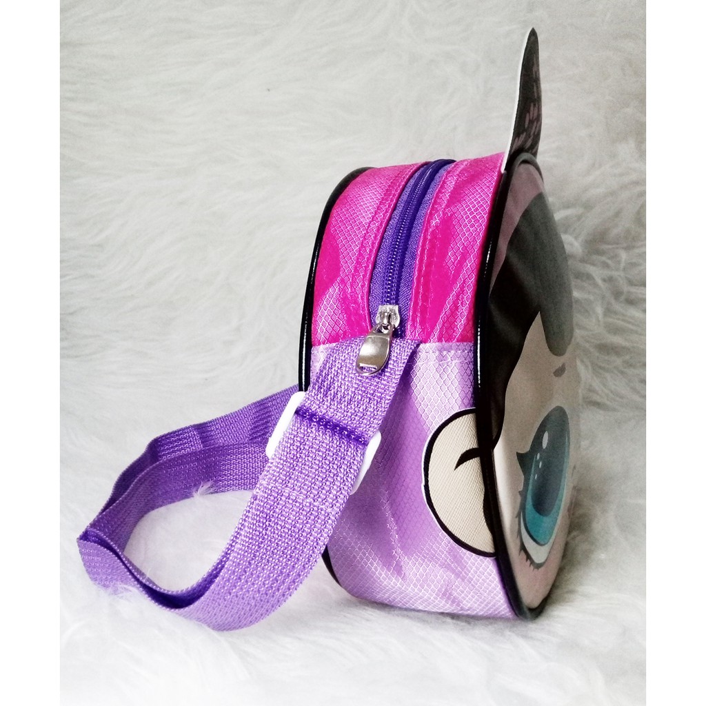 TK07 Tas Kulit/Kanvas Anak Slingbag Slempang Bulat Kepala LOL 21x18x7cm