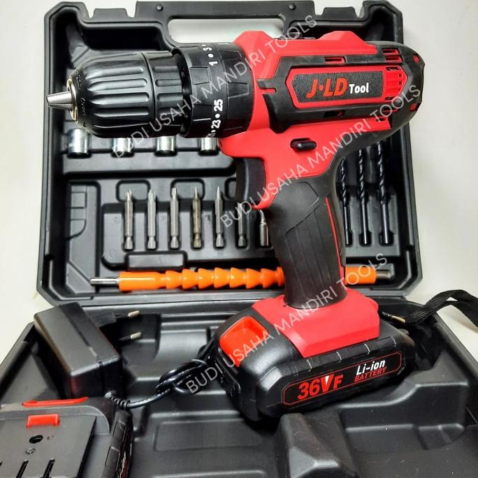 Bor Baterai 36V Set Tool Kit - Cordless Drill 36V Set 2 Battery - Jld