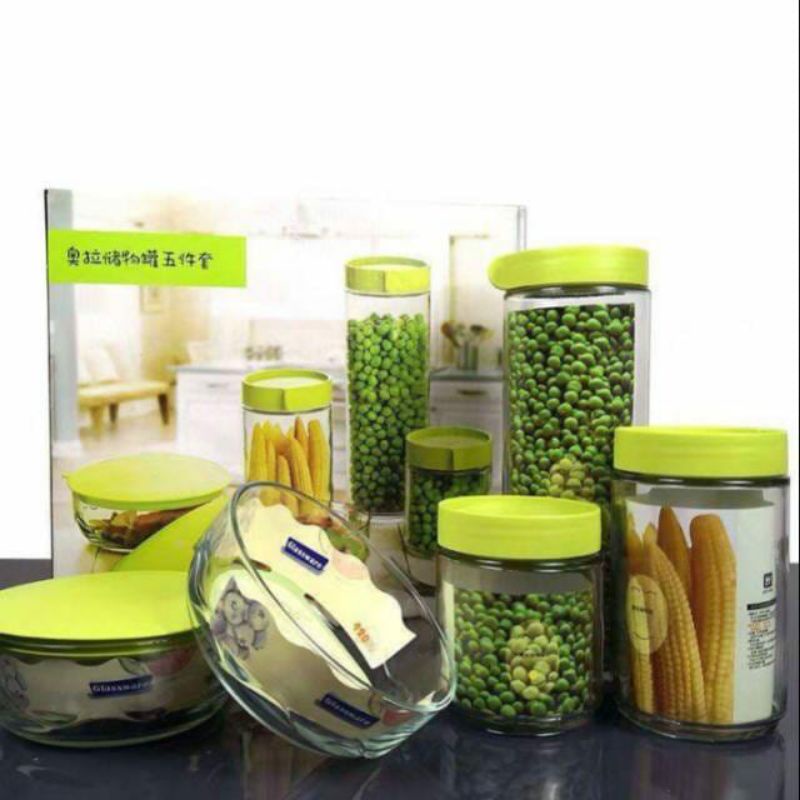 Toples Set M-5 Kim Sun Glass TOPLES KUE / toples snack murah Beling Kaca