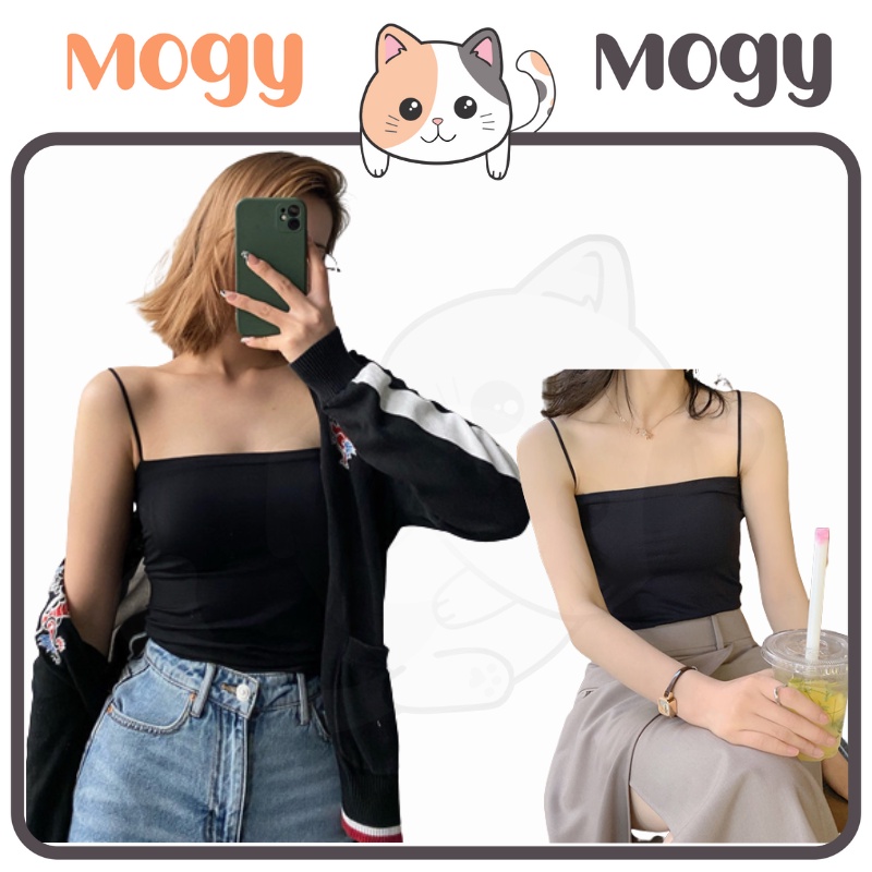 MOGYMOGY BRA524 Tanktop Wanita Lembut Dengan Busa Tipis Bahan Stretch Tali Bahu Camisole Singlet OOTD