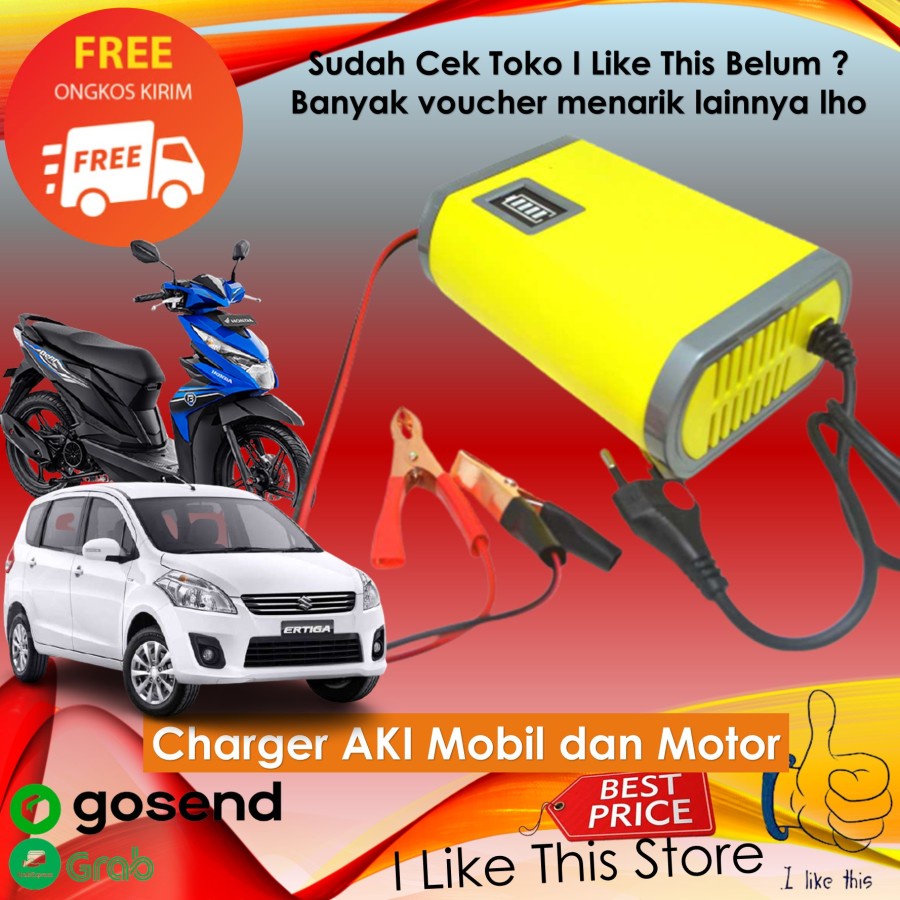 Jual Charger Aki Mobil Dan Motor 2A 6A 12V - Charger Aki Portable - 2 ...