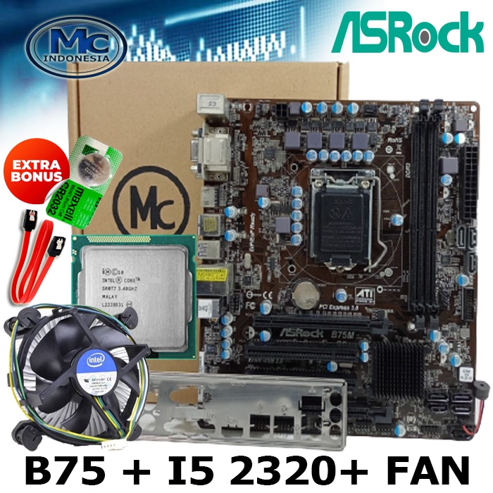 Motherboard Intel LGA 1155 B75 ASUS + Processor i5 2320 + fan