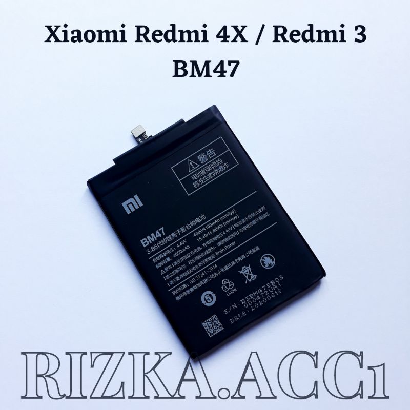 Baterai Batre Hp Xiaomi BM47 Redmi 4X / Redmi 3 BM-47 Battery Batere Hp