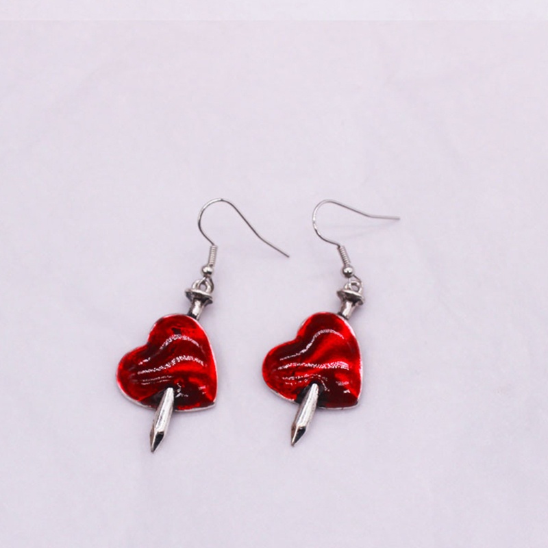 SIY  Goth Dark Sword Drop Earrings Wounded Heart Red Oil Drip Halloween Party Earrings for Women Fashion Jewelry Gifts