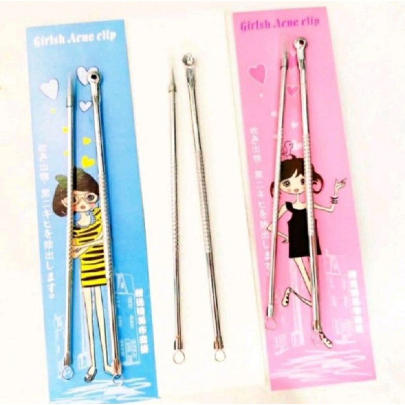 Alat Pencetan Jerawat Isi 2 pcs / Alat Facial / Alat Pencet Komedo Jerawat / Pembersih Komedo &amp; Jerawat