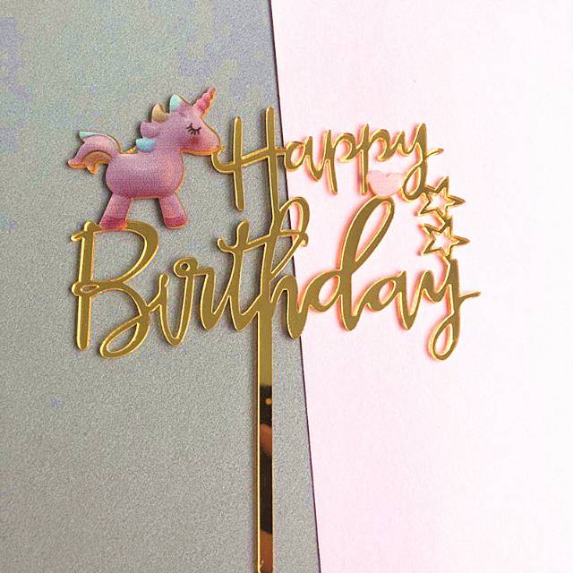 Cake Topper Happy Birthday Unicorn Pony Hiasan Kue Ultah Murah Tusuk Bday Cake Grosir