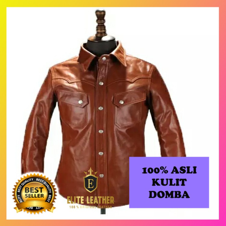 Jaket kulit pria model japan terbaru sangat keren dan berkerah EL112