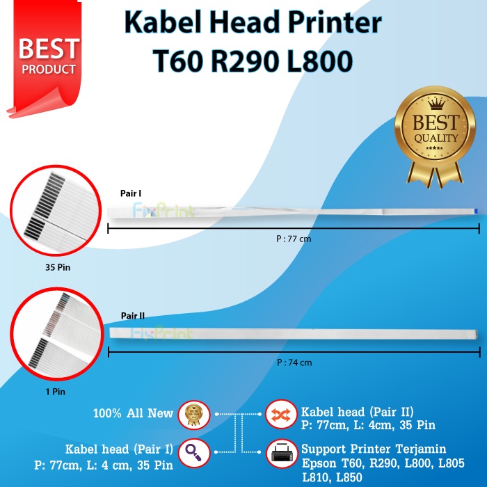 Kabel Flexible Print Head Epson L805 L800 T60 L810 L850 Cable Printhead Printer R290 L-805 L 805