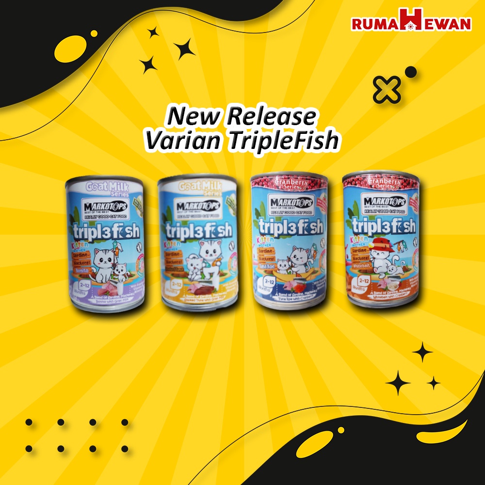 Markotops Triple Fish Kitten &amp; Mother 400gr Makanan Kucing Kaleng Markotop