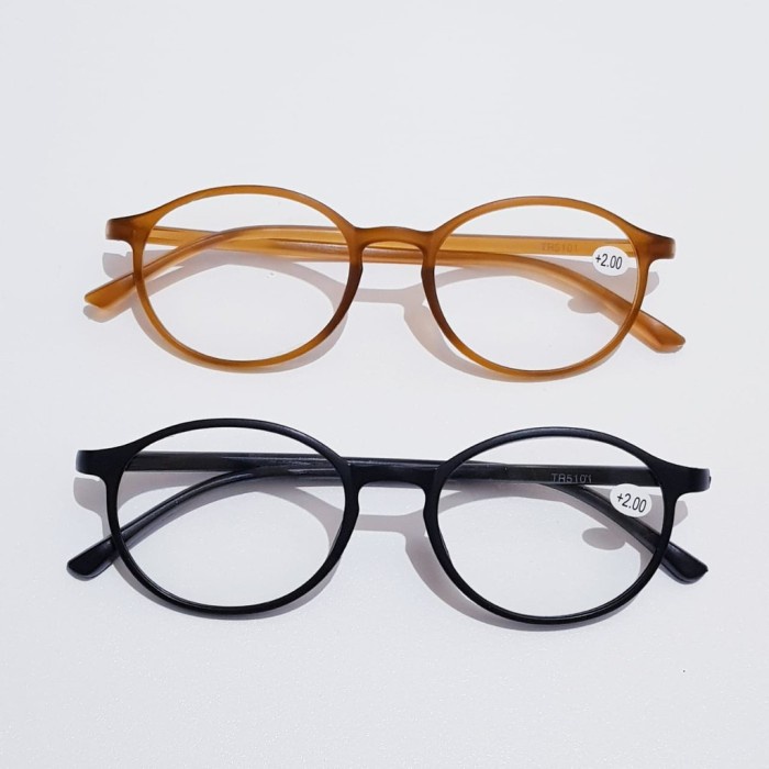 Kacamata Plus Untuk Baca Bulat bahan TR untuk Rabun Dekat Pria Wanita HITAM COKLAT - 5101 - Hitam, +