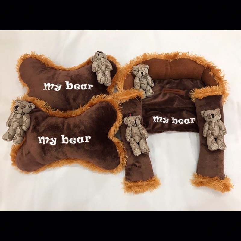 Bantal Mobil 3in1 set Bulu Karakter Hewan Boneka Lucu Murah Bagus Berkualitas Lembut Halus Soft Toys