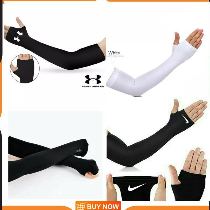 Manset Mangset Tangan Sepeda Olahraga Hijab Polos Hitam Putih Pria Wanita Bp 91