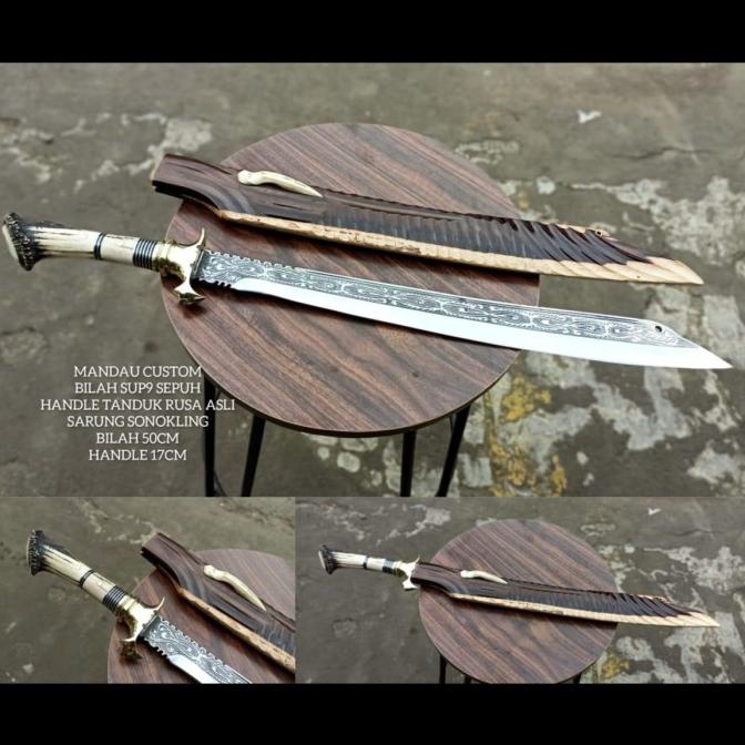 Golok Tbas Mandau Custom Tanduk Rusa | Baja Sup9 Super Kuat & Tajam