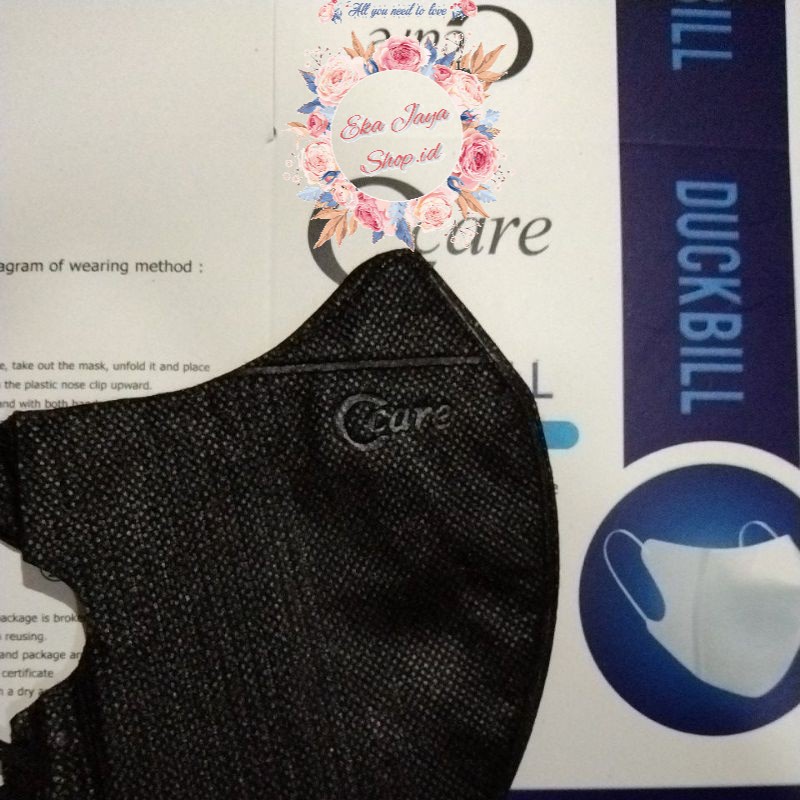 Masker duckbill c care hitam garis embos isi 50