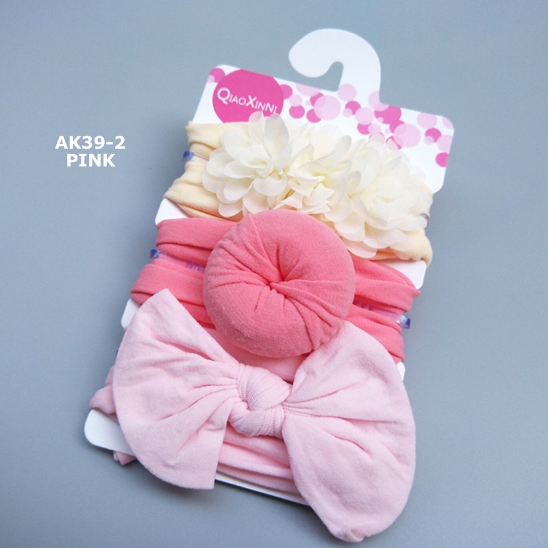 BANDANA BAYI ANAK PEREMPUAN 3in1 HEADBAND BABY BANDO MOTIF DONAT korea FASHION IMPORT AK39