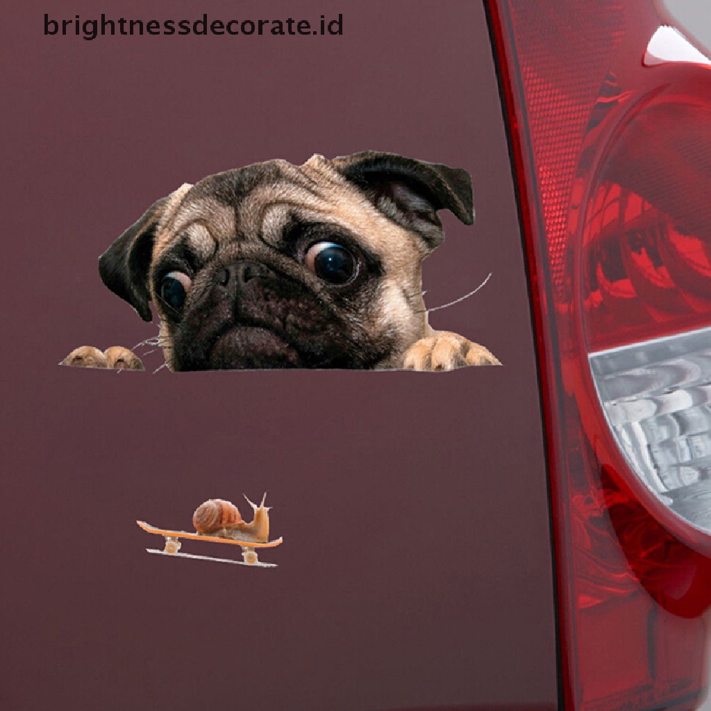 Stiker Kreatif Bentuk Anjing Pug 3d Untuk Mobil / Laptop