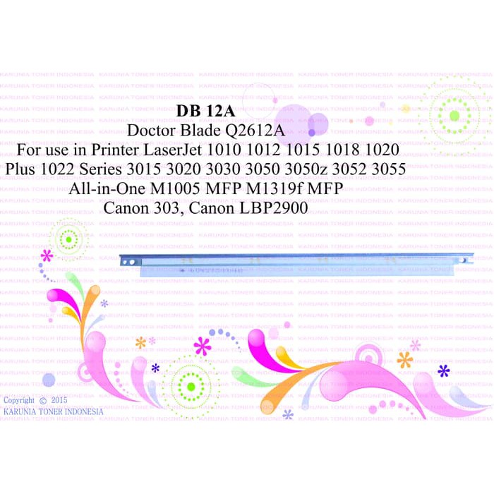 

Doctor Blade 12A Q2612A for use in Lj 1010 1020 303 LBP29