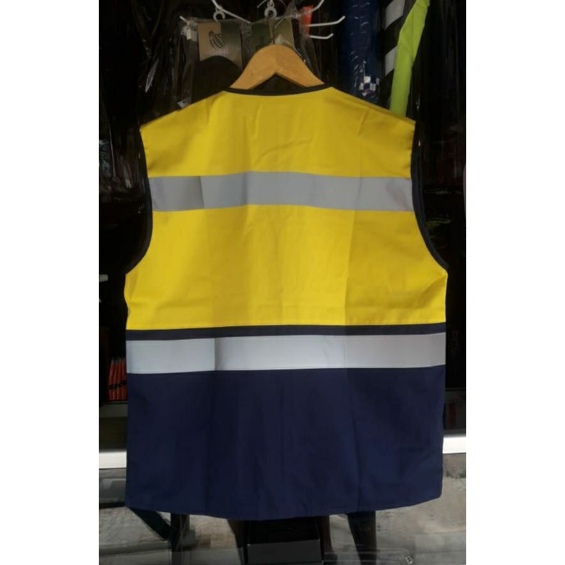 ROMPI SAFETY BAHAN KAIN DRILL FREE LOGO K3 BENDERA RESLETING WARNA KUNING KOMBINASI DONGKER